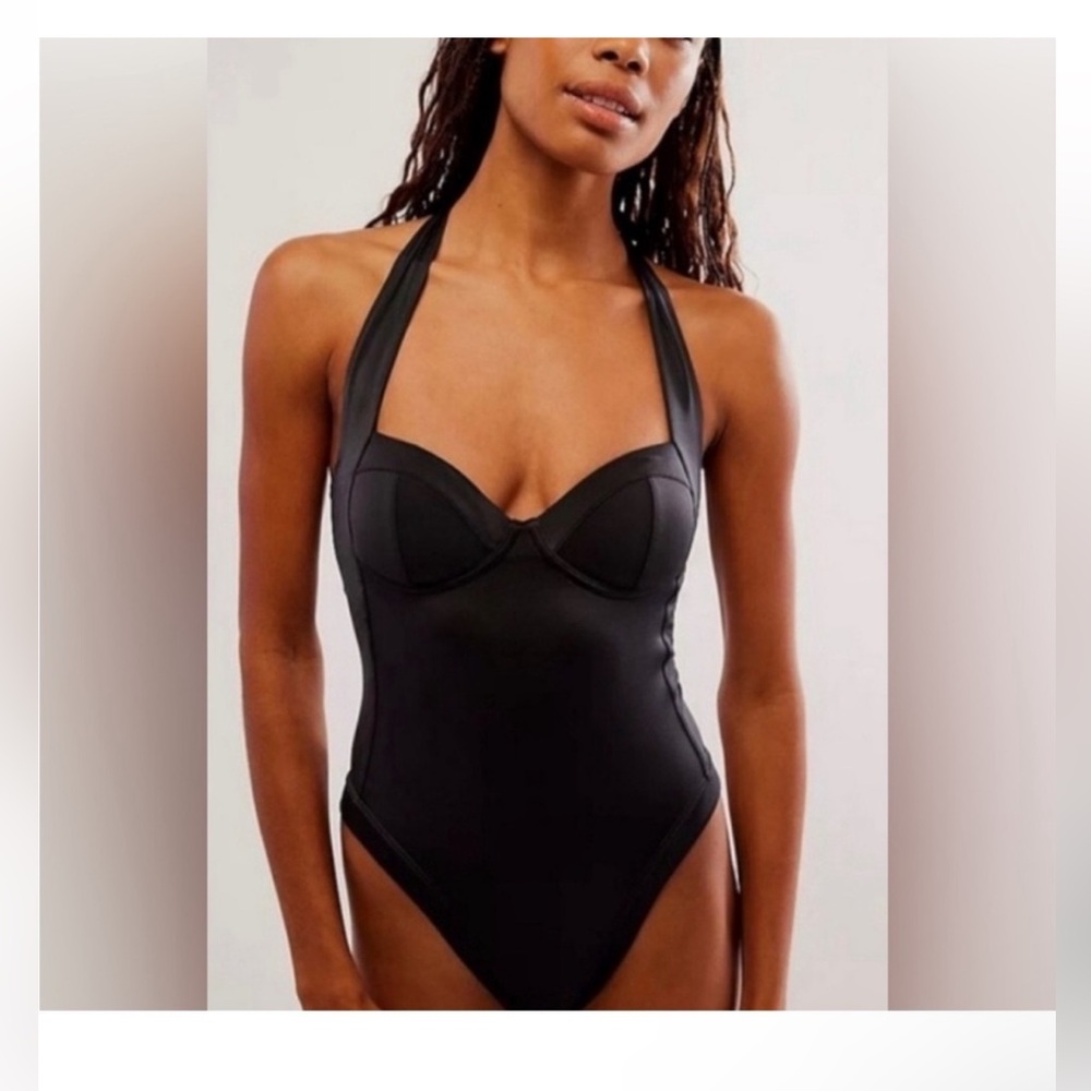 NWT We Are HAH Free People Pull Thru Swimsuit/Bodysuit in Black